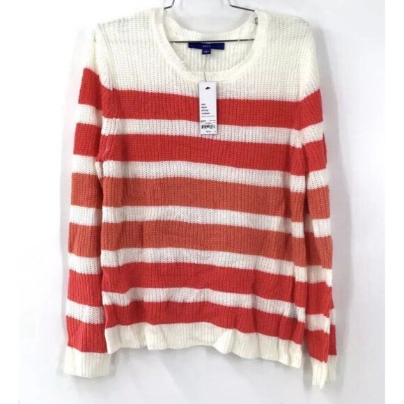 NWT Apt. 9 Women's Red White Colorblock Stripe Pullover Sweater - Size L - Picture 1 of 5